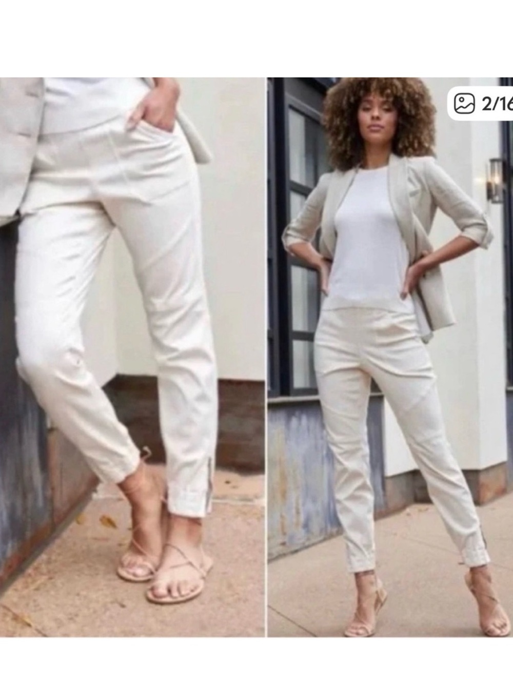 SPANX STRETCH TWILL CARGO JOGGER CREAM MEDIUM